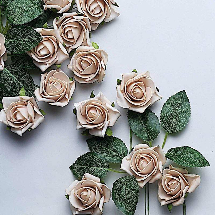 24 pcs 2" Mini Foam Rose Flowers Stems