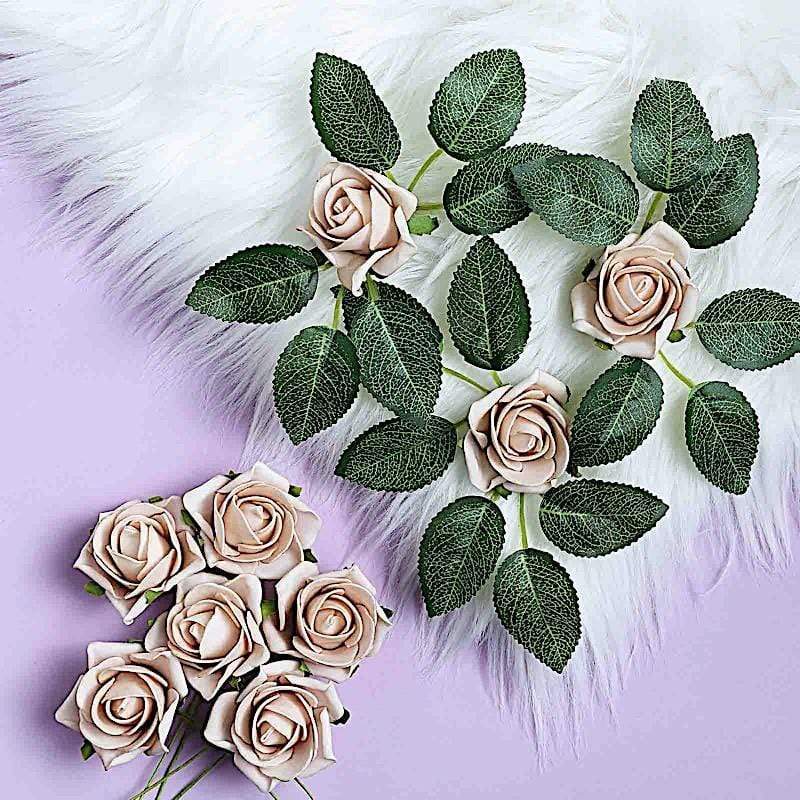 24 pcs 2" Mini Foam Rose Flowers Stems