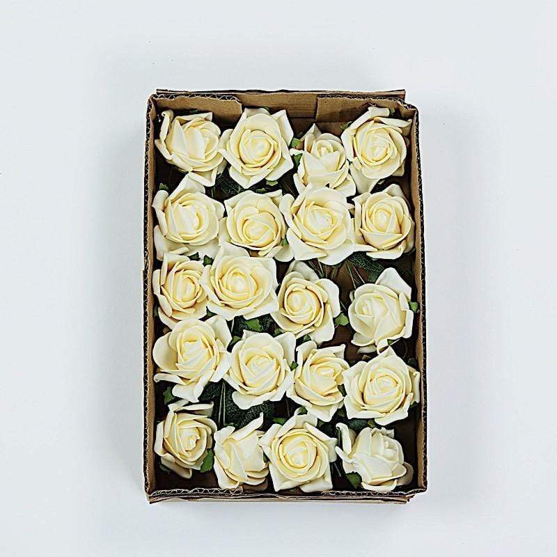 24 pcs 2" Mini Foam Rose Flowers Stems