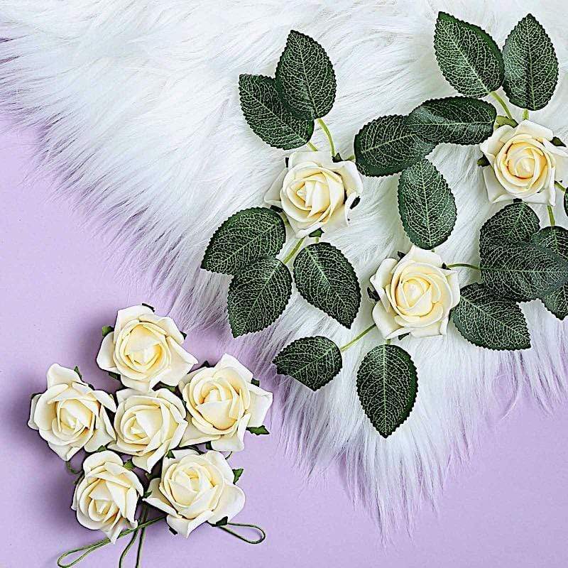 24 pcs 2" Mini Foam Rose Flowers Stems