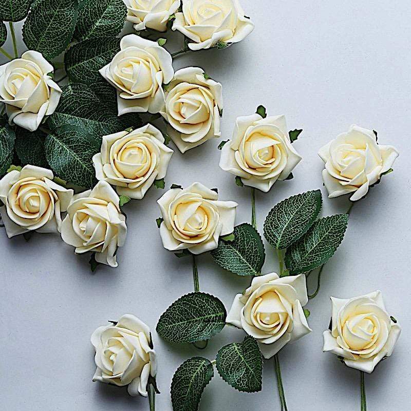 24 pcs 2" Mini Foam Rose Flowers Stems
