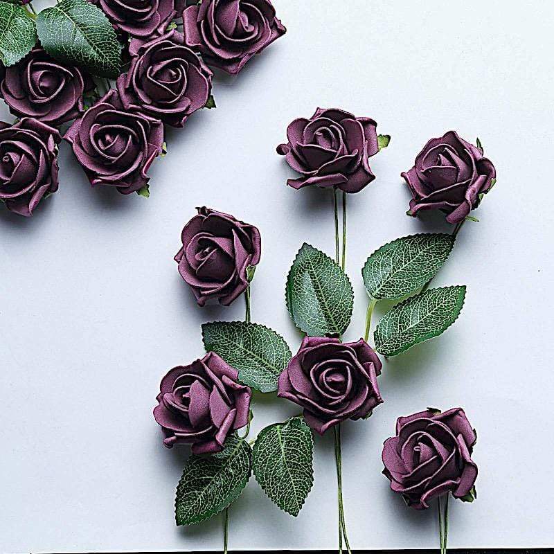 24 pcs 2" Mini Foam Rose Flowers Stems