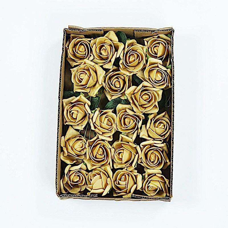 24 pcs 2" Mini Foam Rose Flowers Stems