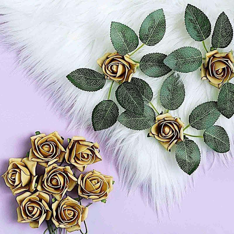24 pcs 2" Mini Foam Rose Flowers Stems
