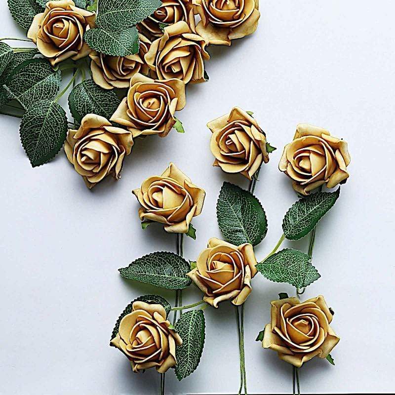 24 pcs 2" Mini Foam Rose Flowers Stems