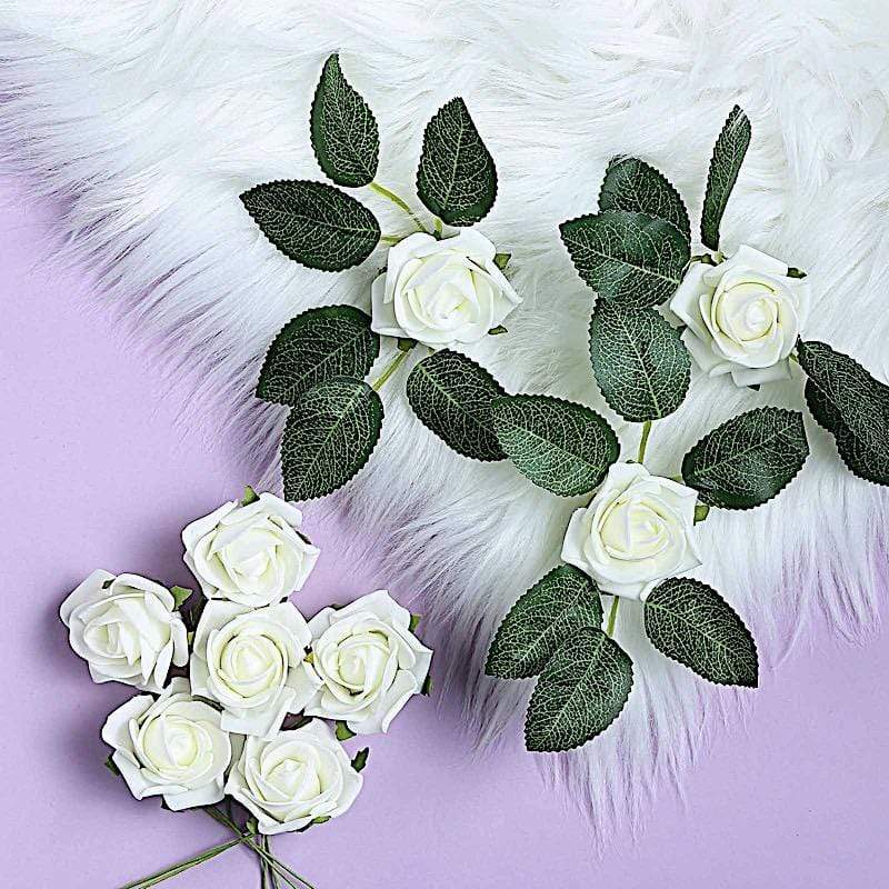 24 pcs 2" Mini Foam Rose Flowers Stems