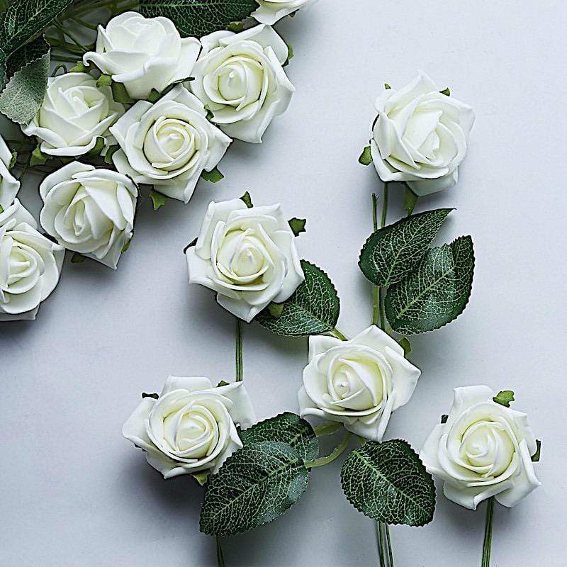 24 pcs 2" Mini Foam Rose Flowers Stems