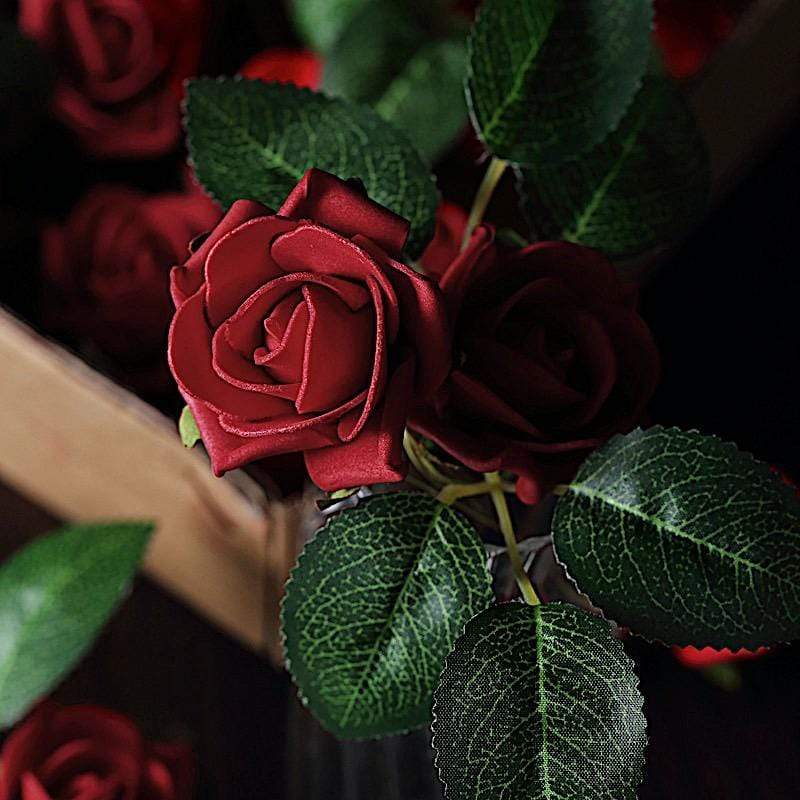 24 pcs 2" Mini Foam Rose Flowers Stems