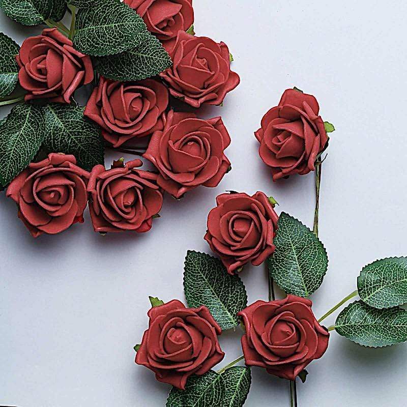 24 pcs 2" Mini Foam Rose Flowers Stems