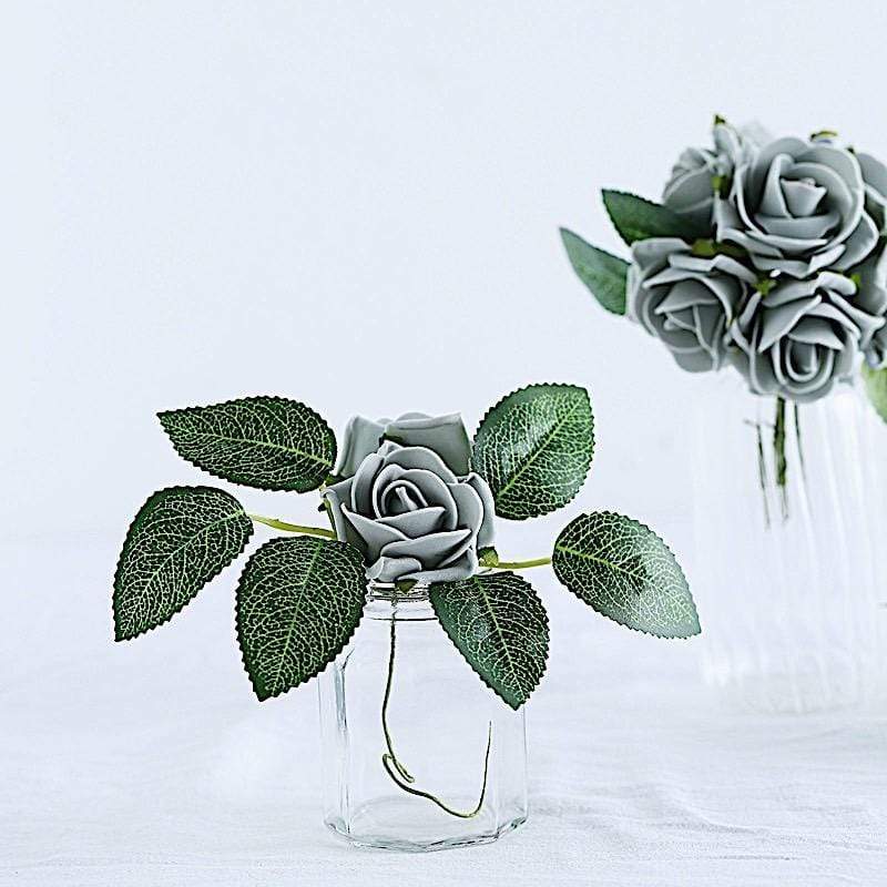 24 pcs 2" Mini Foam Rose Flowers Stems