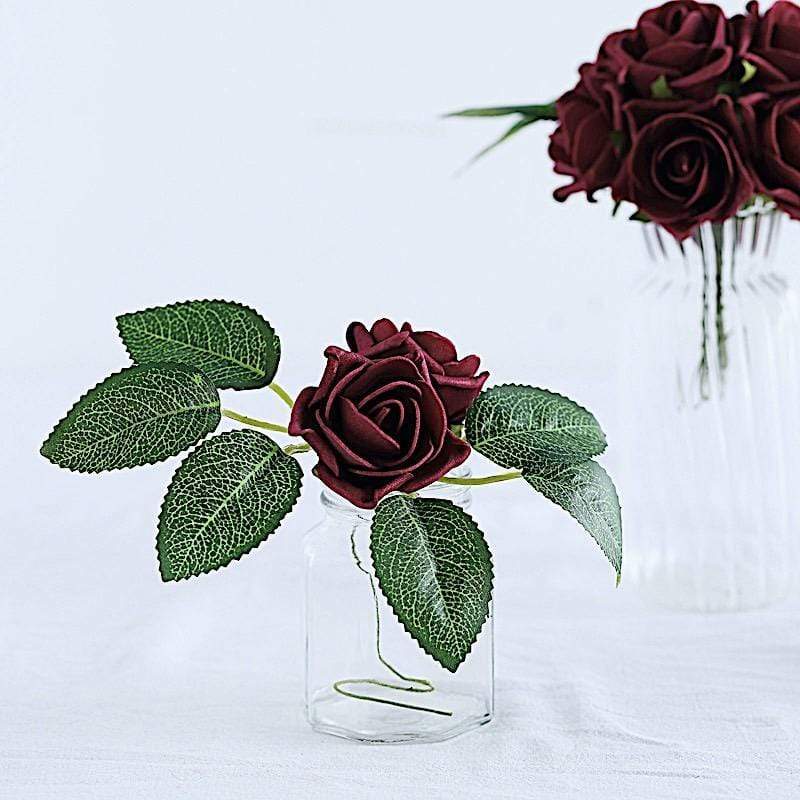 24 pcs 2" Mini Foam Rose Flowers Stems
