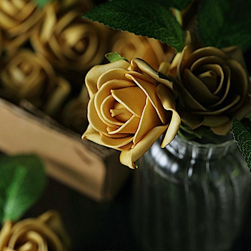 24 pcs 2" Mini Foam Rose Flowers Stems