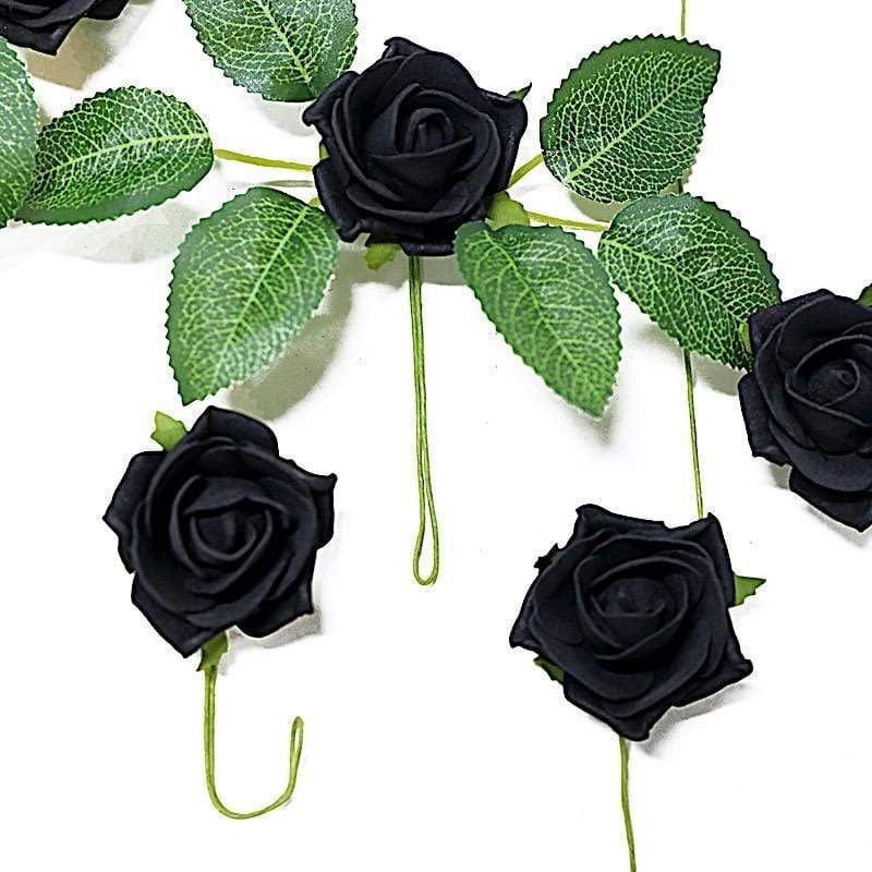 24 pcs 2" Mini Foam Rose Flowers Stems ARTI_FOAMRS05_2_BLK