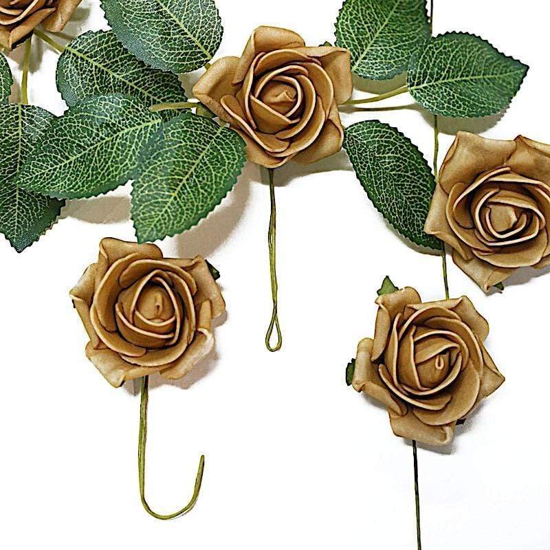 24 pcs 2" Mini Foam Rose Flowers Stems ARTI_FOAMRS05_2_GOLD
