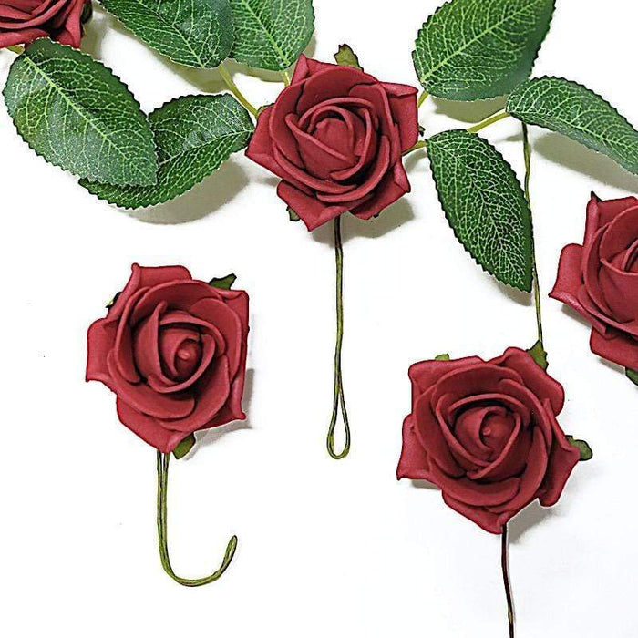 24 pcs 2" Mini Foam Rose Flowers Stems ARTI_FOAMRS05_2_RED