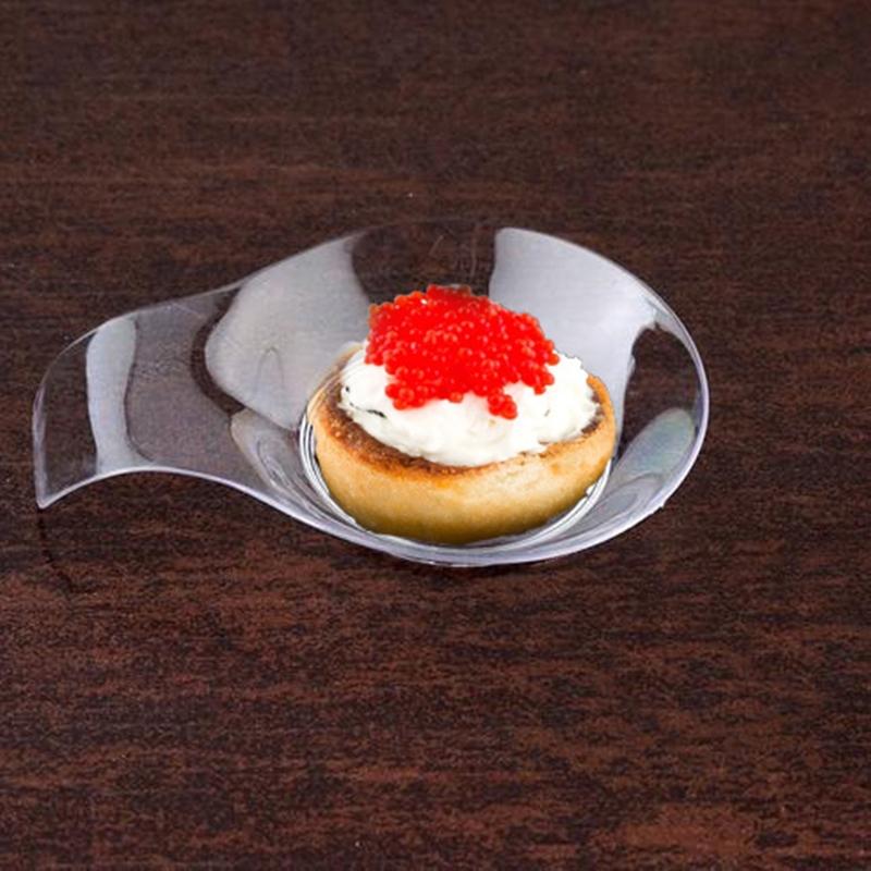 24 pcs 3" Clear Handled Round Dessert Plates - Disposable Tableware PLST_BO0035_CLR