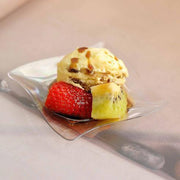 24 pcs 3" Clear Single Serve Plastic Dessert Appetizer Wave Plates - Disposable Tableware PLST_PLA0054_CLR