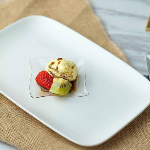 24 pcs 3" Clear Single Serve Plastic Dessert Appetizer Wave Plates - Disposable Tableware PLST_PLA0054_CLR
