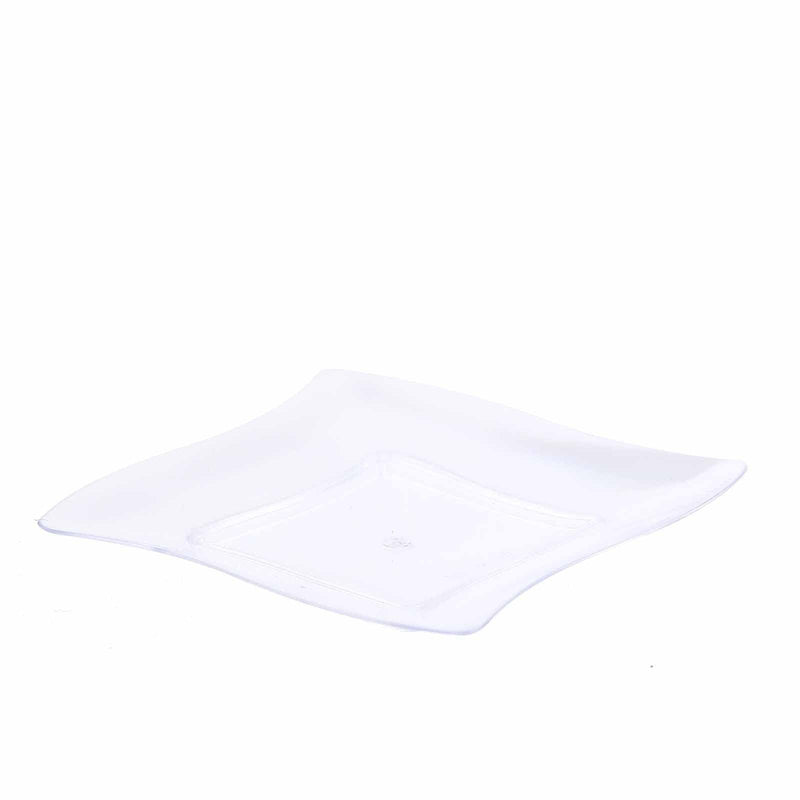 24 pcs 3" Clear Single Serve Plastic Dessert Appetizer Wave Plates - Disposable Tableware PLST_PLA0054_CLR