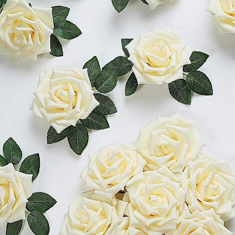 24 pcs 5" Foam Rose Flowers Stems ARTI_FOAMRS05_5_CRM