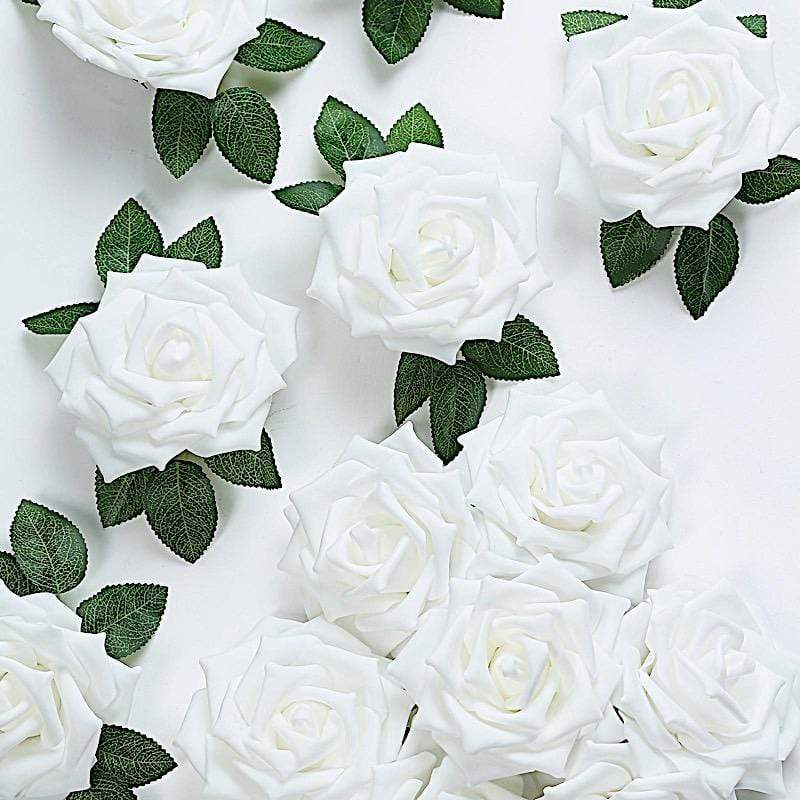 24 pcs 5" Foam Rose Flowers Stems ARTI_FOAMRS05_5_WHT
