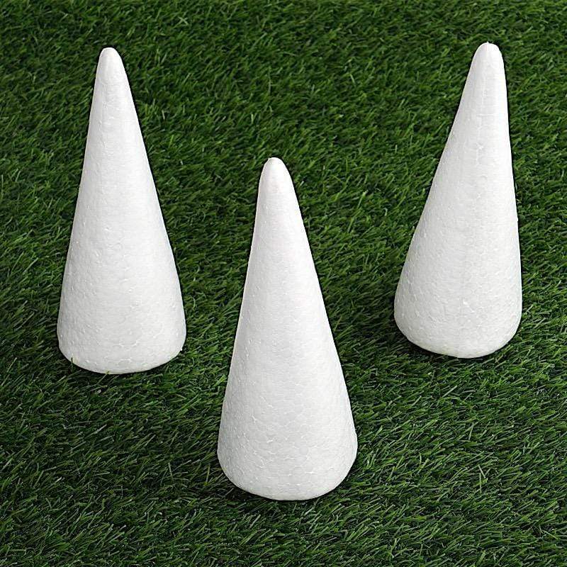 24 pcs 6" Foam Cones Crafts DIY Arts Wholesale Supplies - White FOAM_CONE_06