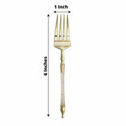 24 pcs 6" Glittered Plastic Forks with Roman Column Handle - Disposable Tableware
