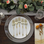 24 pcs 6" Glittered Plastic Forks with Roman Column Handle - Disposable Tableware