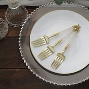 24 pcs 6" Glittered Plastic Forks with Roman Column Handle - Disposable Tableware