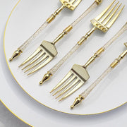 24 pcs 6" Glittered Plastic Forks with Roman Column Handle - Disposable Tableware