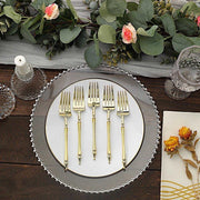 24 pcs 6" Glittered Plastic Forks with Roman Column Handle - Disposable Tableware