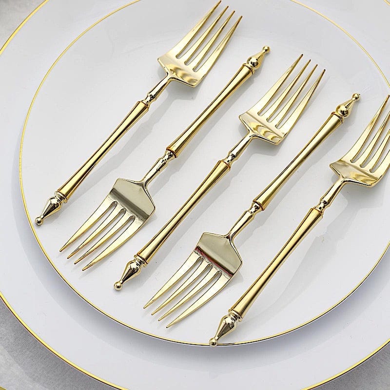 24 pcs 6" Glittered Plastic Forks with Roman Column Handle - Disposable Tableware