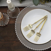 24 pcs 6" Glittered Plastic Forks with Roman Column Handle - Disposable Tableware