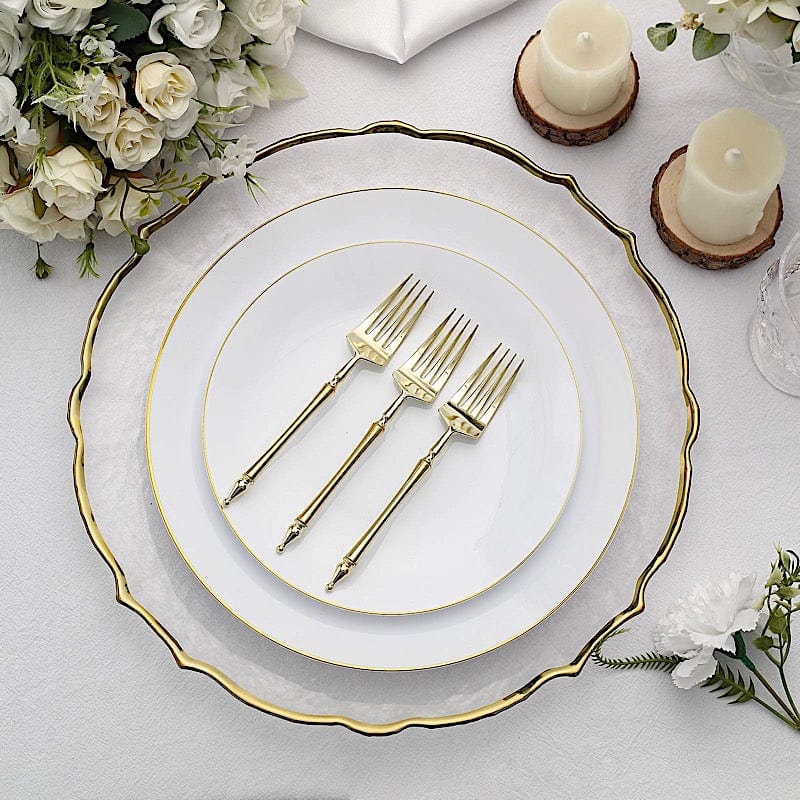 24 pcs 6" Glittered Plastic Forks with Roman Column Handle - Disposable Tableware
