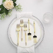 24 pcs 6" Glittered Plastic Forks with Roman Column Handle - Disposable Tableware