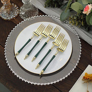 24 pcs 6" Glittered Plastic Forks with Roman Column Handle - Disposable Tableware