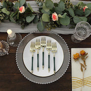 24 pcs 6" Glittered Plastic Forks with Roman Column Handle - Disposable Tableware