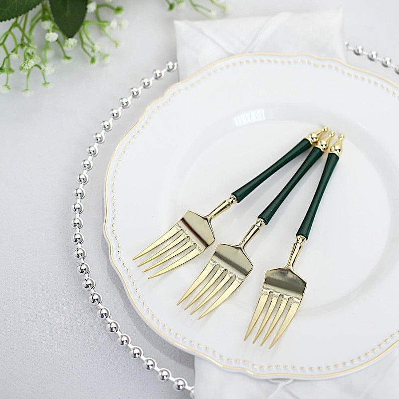 24 pcs 6" Glittered Plastic Forks with Roman Column Handle - Disposable Tableware