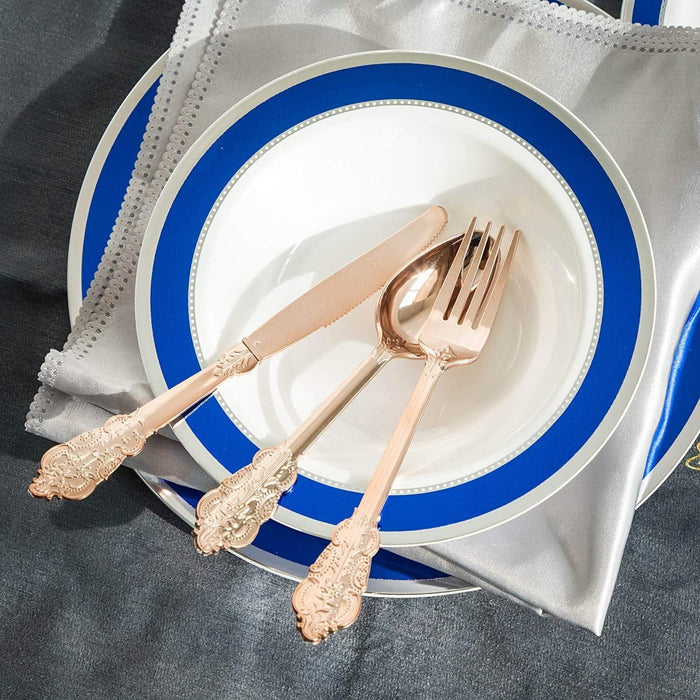 24 pcs 7" long Metallic Spoons Forks Knives - Disposable Tableware
