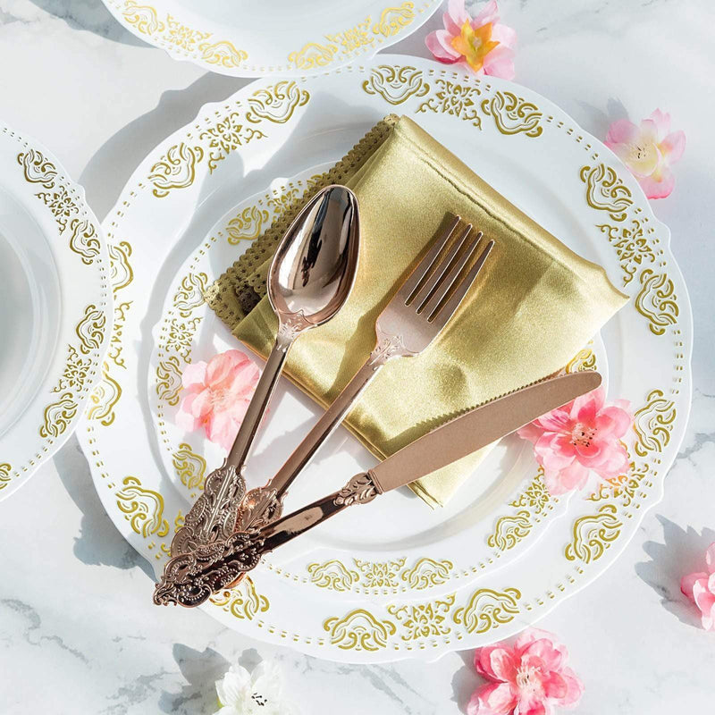 24 pcs 7" long Metallic Spoons Forks Knives - Disposable Tableware