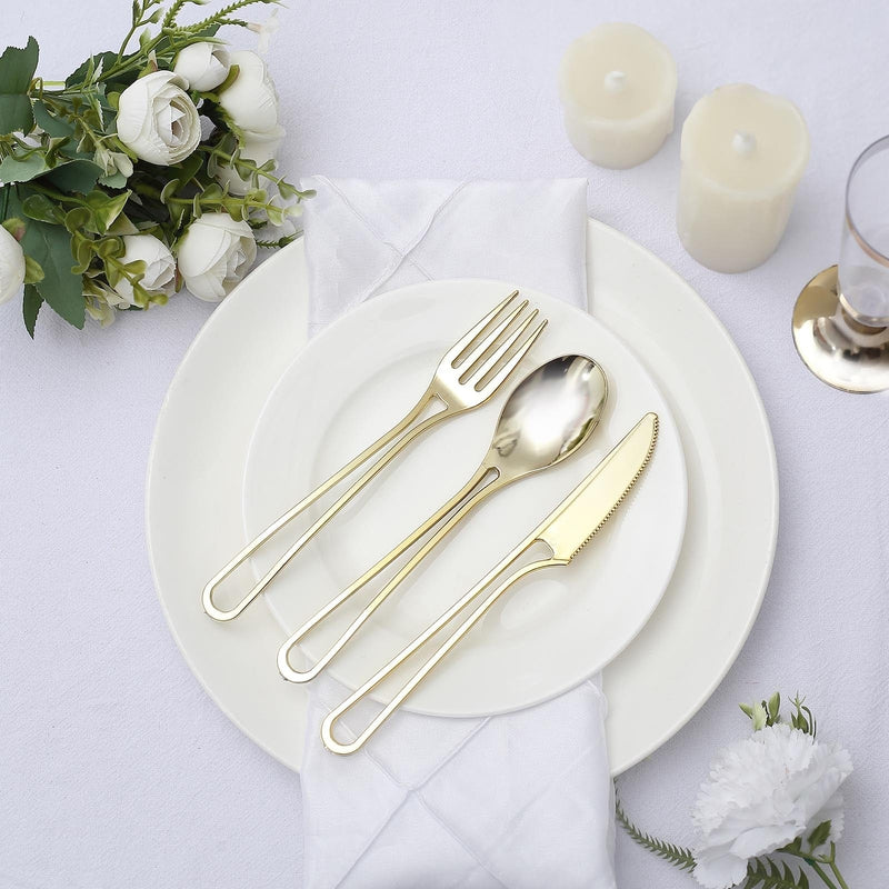 24 pcs 7" Plastic Cutlery with Modern Hollow Handle - Disposable Tableware