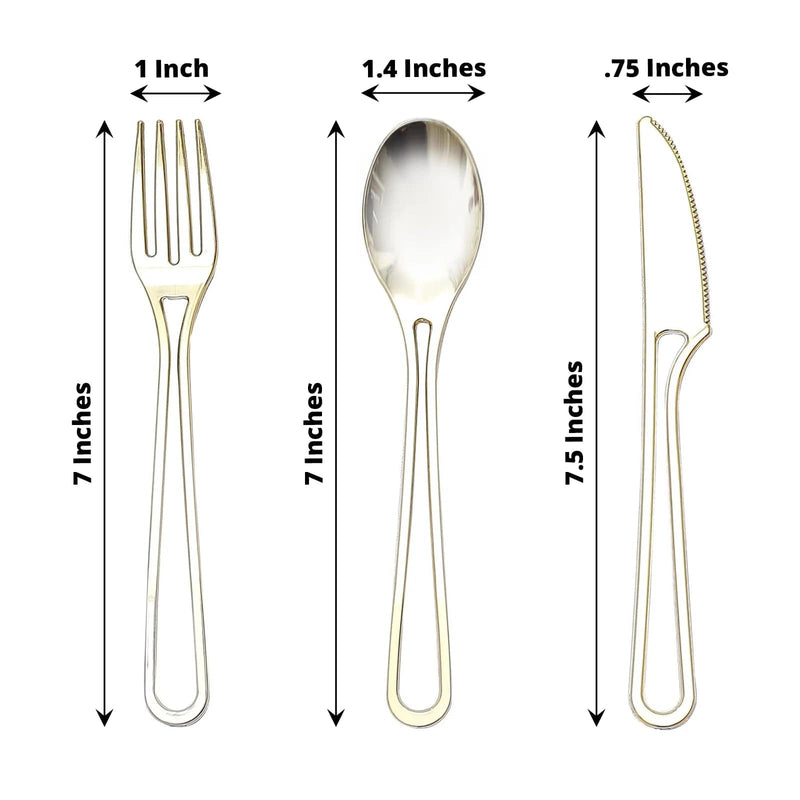 24 pcs 7" Plastic Cutlery with Modern Hollow Handle - Disposable Tableware
