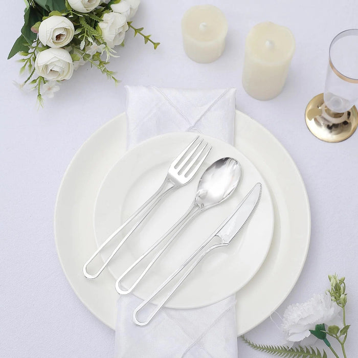 24 pcs 7" Plastic Cutlery with Modern Hollow Handle - Disposable Tableware