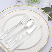 24 pcs 7" Plastic Cutlery with Modern Hollow Handle - Disposable Tableware