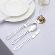 24 pcs 7" Plastic Cutlery with Modern Hollow Handle - Disposable Tableware