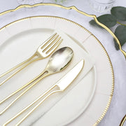 24 pcs 7" Plastic Cutlery with Modern Hollow Handle - Disposable Tableware