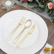 24 pcs 7" Plastic Cutlery with Modern Hollow Handle - Disposable Tableware