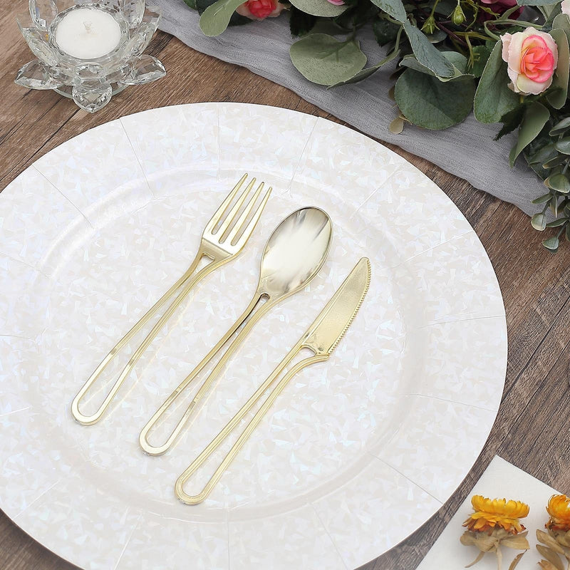 24 pcs 7" Plastic Cutlery with Modern Hollow Handle - Disposable Tableware