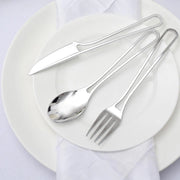 24 pcs 7" Plastic Cutlery with Modern Hollow Handle - Disposable Tableware