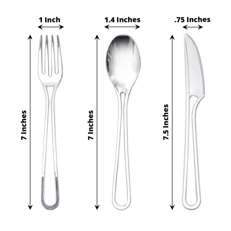 24 pcs 7" Plastic Cutlery with Modern Hollow Handle - Disposable Tableware